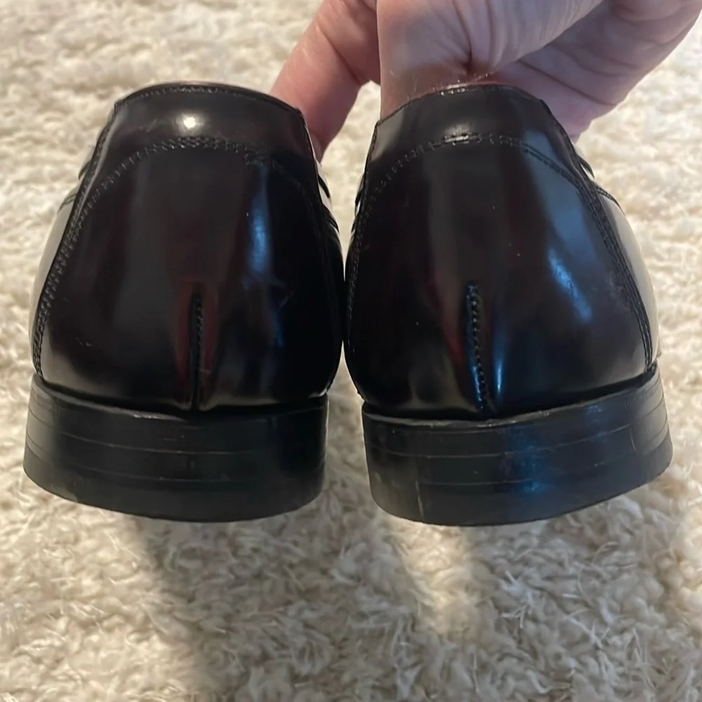 Johnston & Murphy Men Slip On Loafers Size 10 Pinch Tassles Dark Cherry Leather